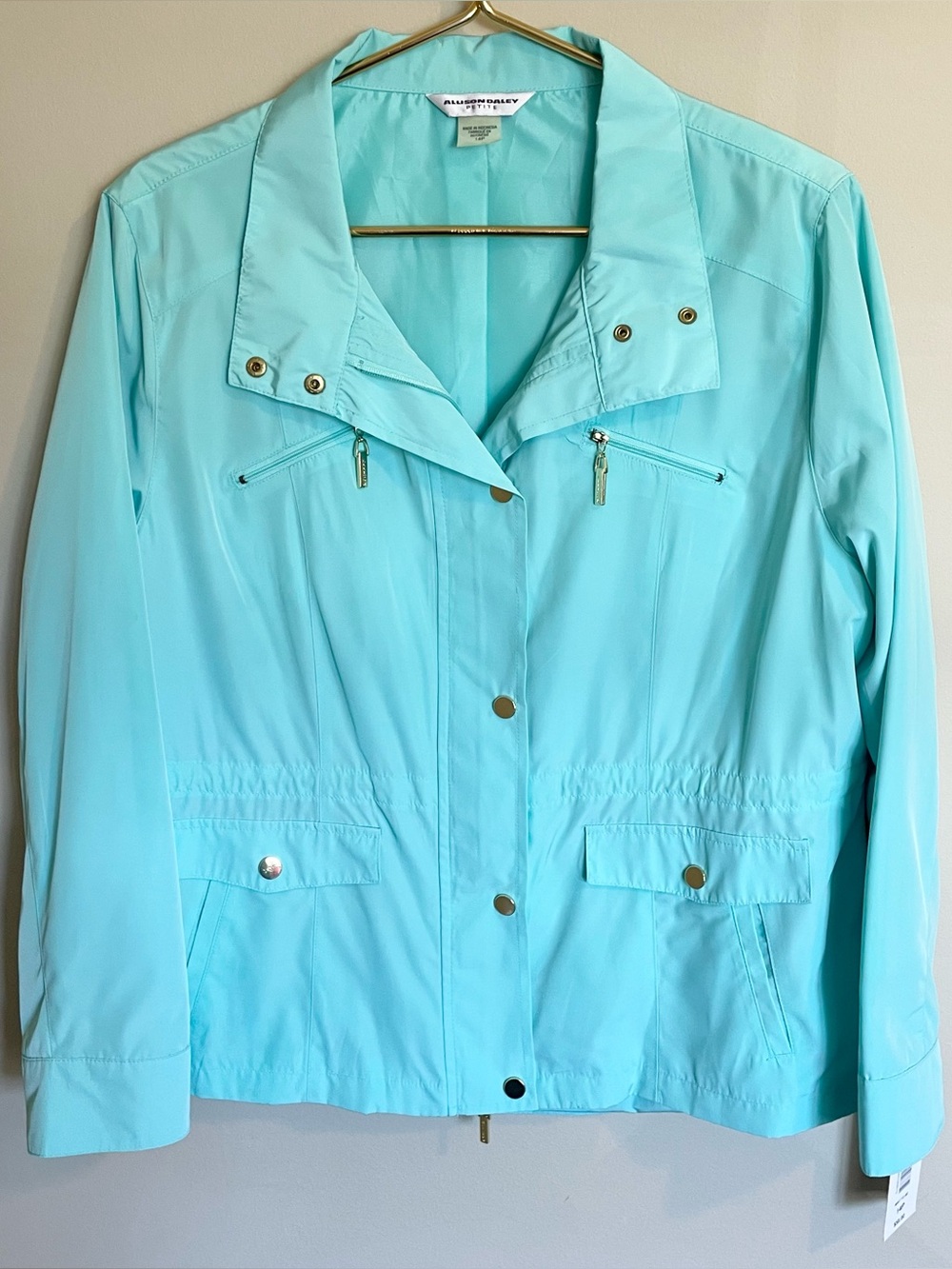 Allison Daley Mint Blue Utility Jacket with Zip Pockets